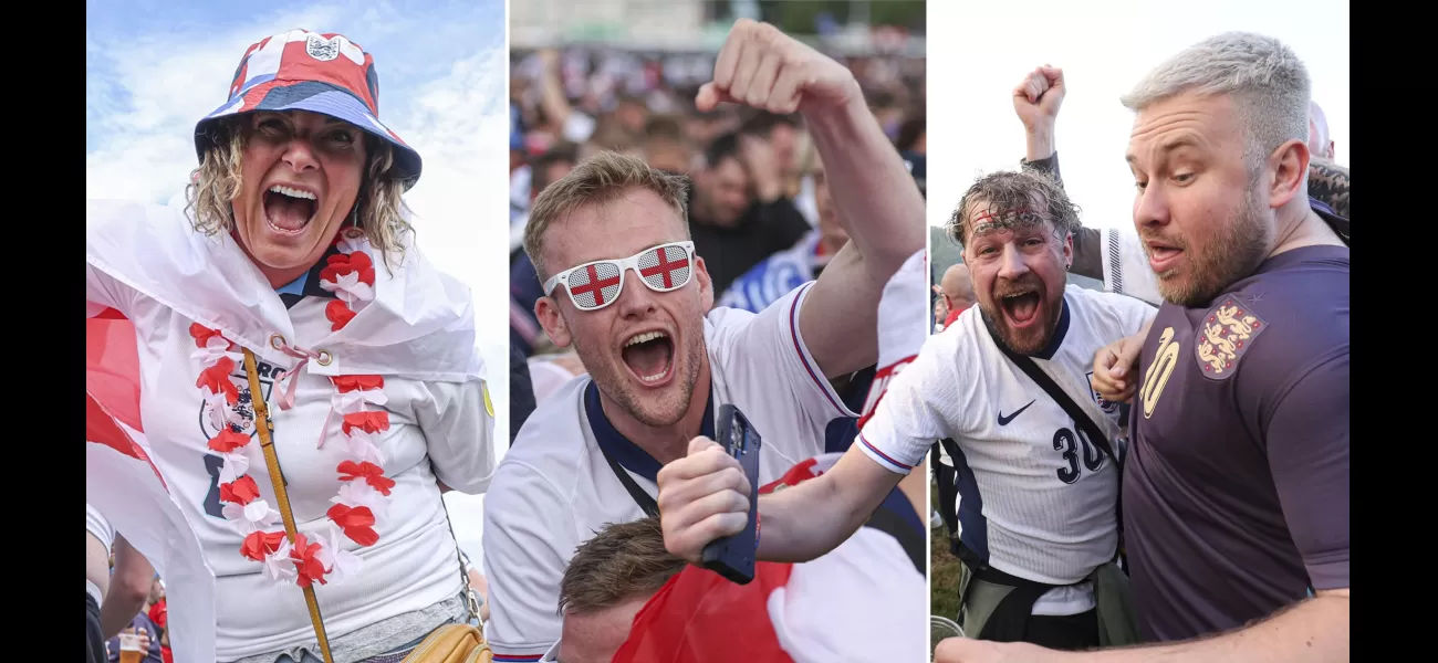 England fans made amusing faces while watching their team's victory against Serbia at a fan park in Germany.