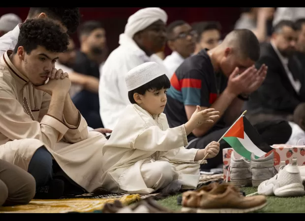 Chicago's Muslim community comes together to celebrate Eid al-Adha and also urges for peace in Gaza.