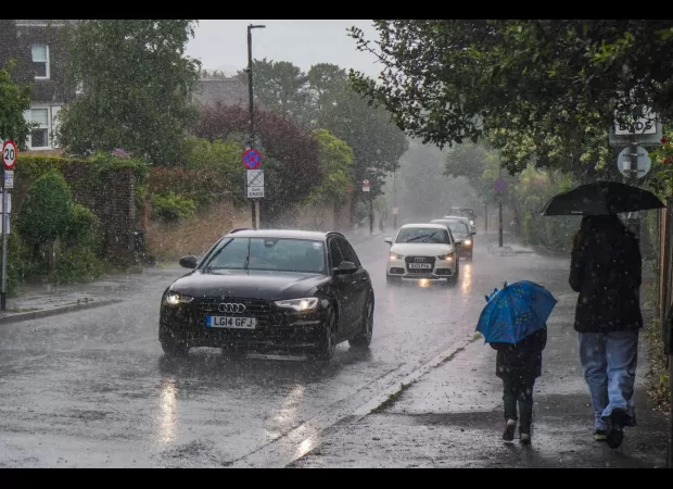 Heavy rain could cause floods in England, possibly leading to submerged areas.