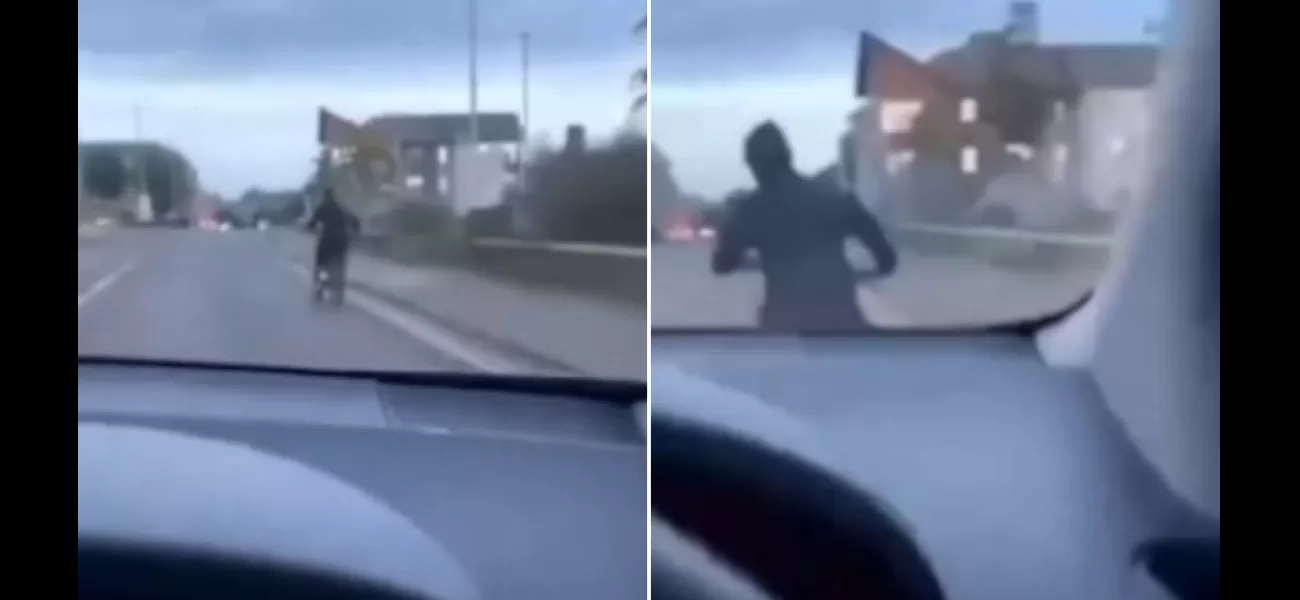 A man on an electric bike is intentionally hit by a driver.