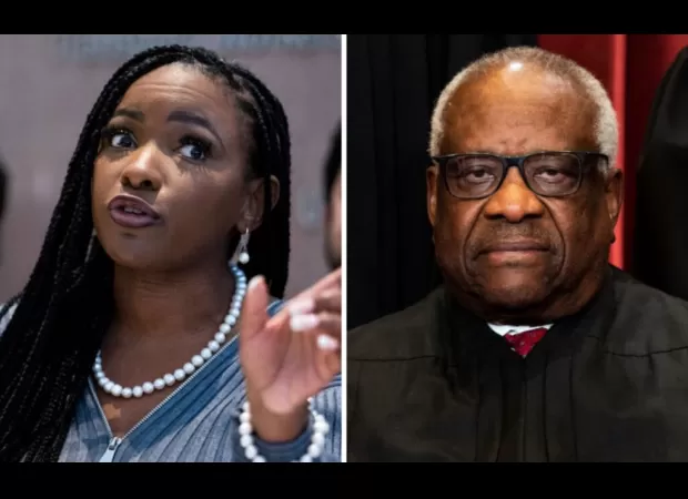 Jasmine Crockett accuses Clarence Thomas of being corrupt for accepting $4M in gifts.