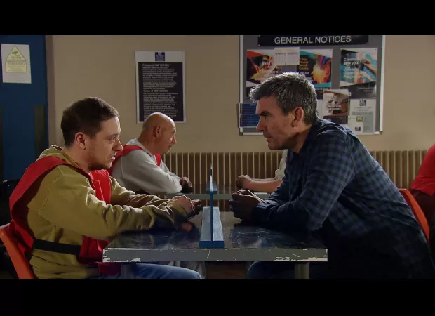 Cain from Emmerdale encourages Matty to commit a violent act despite Matty's fear.