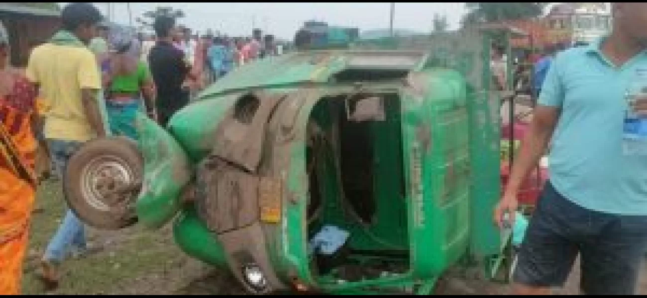One man dead and another seriously injured when their rickshaw flipped over.