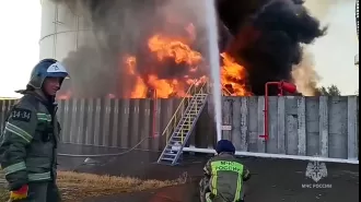 An attack by kamikaze drones destroyed Putin's oil storage facilities in a single moment.