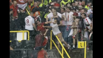 Fans from Turkey and Georgia engage in a pre-game brawl at Euro 2024.