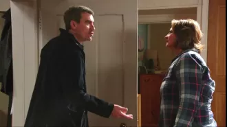Moira and Cain Dingle's confrontation on Emmerdale turns into a violent and intense confrontation.