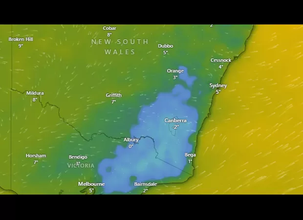 A sudden polar blast causes a sharp drop in temperatures in the south-eastern states.