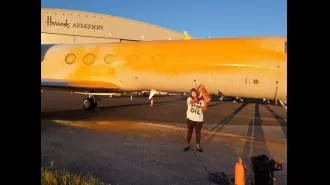 Taylor Swift's private jet was covered in paint just hours after arriving, as part of a protest against using oil to fuel planes.