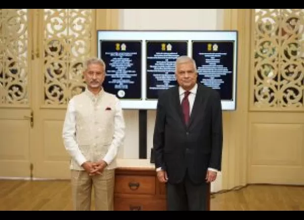 India's Foreign Minister Jaishankar and Sri Lanka's President Wickremesinghe inaugurate a Maritime Rescue Coordination Centre together.