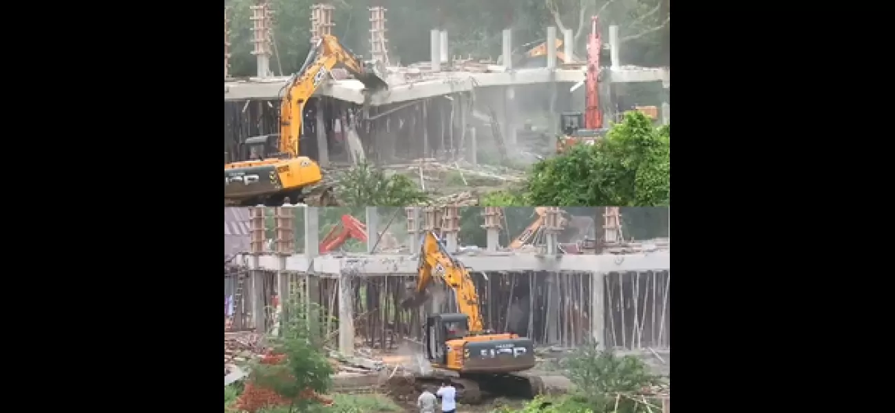 Jagan criticizes Chandrababu Naidu as YSRCP's HQ is torn down during construction.