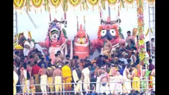 Thousands of followers observe sacred bathing and elephant attire of Holy Trinity in Puri.