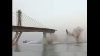 Bridge in Bihar's Motihari collapses during construction, third collapse in a week.