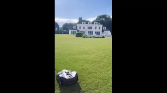 Fans of Mark Wright are surprised by the small size of his lawnmower considering the large size of his mansion garden.