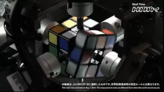 A robot has achieved a new world record for solving a Rubik's cube.