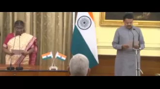 Mahtab is sworn in as temporary speaker for the new Lok Sabha.