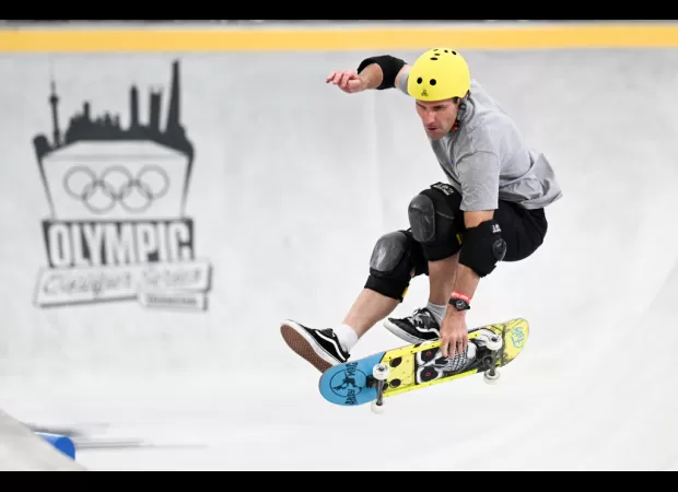 Middle-aged man makes the cut for Olympic skateboarding team alongside teenage duo.