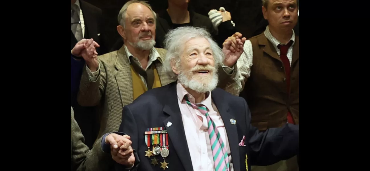 Sir Ian McKellen seen in public with wrist brace following onstage accident.