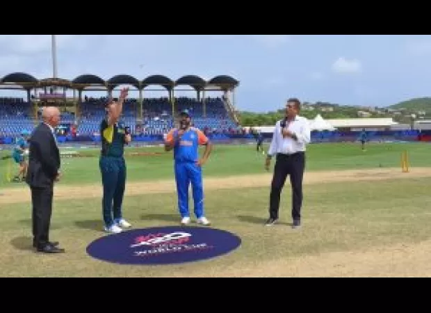 Australia chooses to field first against India in T20 World Cup game.