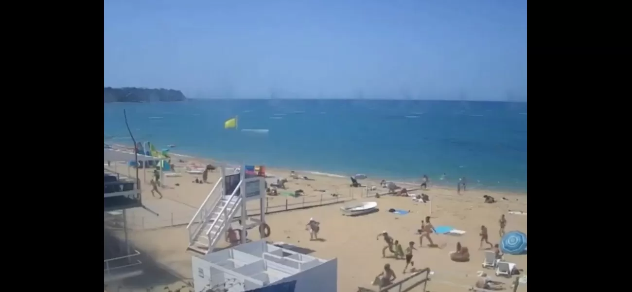 Tourists from Russia run for safety as missiles strike a crowded beach in the Crimean peninsula.