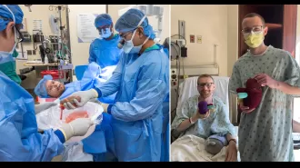 A conscious patient during a kidney transplant describes the experience of seeing their new organ as very exciting.