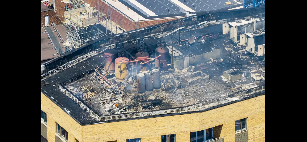 A huge fire erupts at a high-rise building following an explosion.