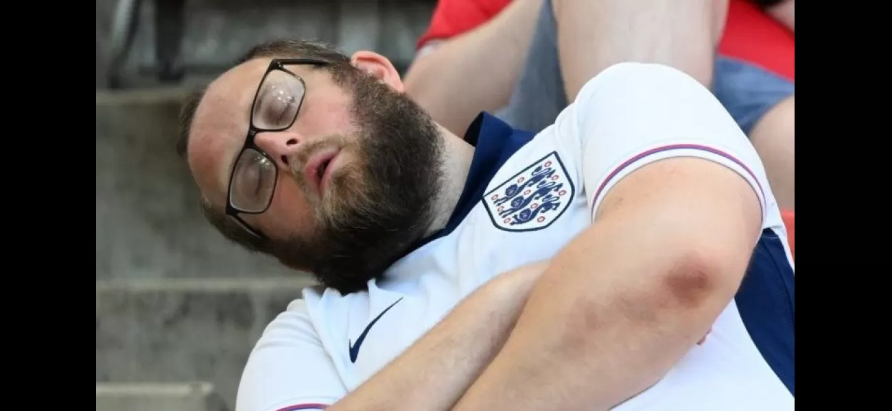 Sleeping England fan takes a jab at Gareth Southgate after uneventful Euro 2024 match.