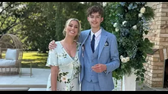 Adorable mother Stacey Solomon is overshadowed by her stylish 16-year-old son as he prepares for prom.