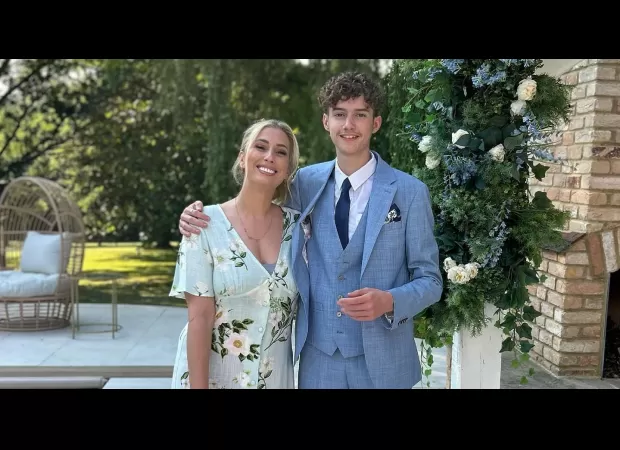 Adorable mother Stacey Solomon is overshadowed by her stylish 16-year-old son as he prepares for prom.