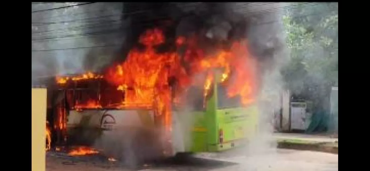 A Cuttack bus catches fire.