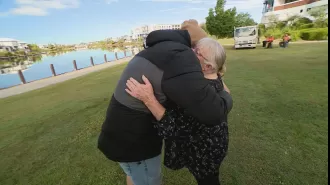 The family of a victim of a random attack reunites with the person who saved him.