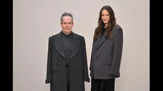 British actor Tom Hollander, age 56, sports unique outfit without using his hands while attending an event with his 40-year-old fiancée Fran Hickman.