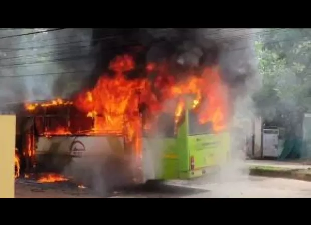 A Cuttack bus catches fire.