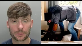 A burglar was caught in the act searching through a pregnant woman's bedroom.