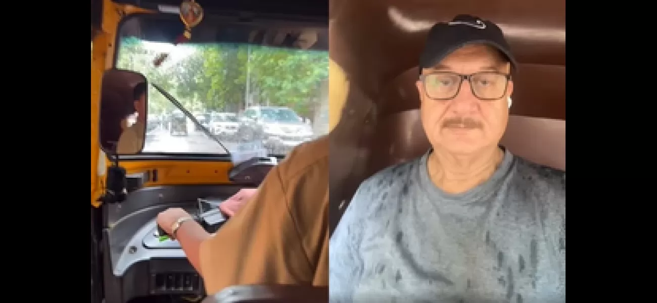 Anupam Kher enjoys Mumbai rain by taking an auto-rickshaw ride.