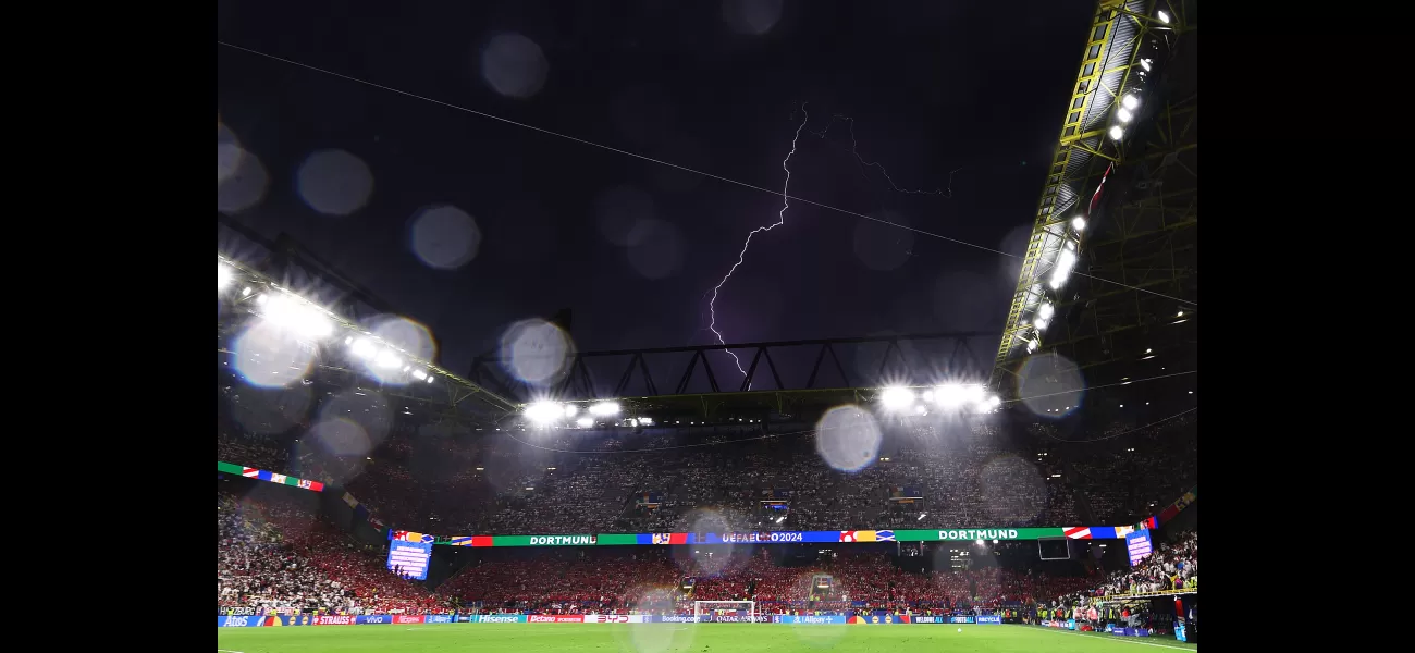 Germany and Denmark soccer match halted due to severe storm during Euro 2024.