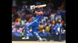 Kohli's half-century leads India to 176/7 against SA in T20 World Cup final.