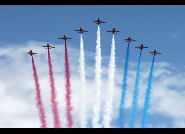 Red Arrows flight path and schedule for Armed Forces Day can be found on a map.