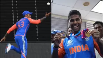 Suryakumar Yadav receives 'Fielder of the Match' award for crucial catch in final.