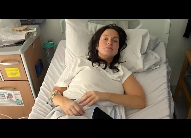 Reality TV star hospitalized with serious illness and inflamed throat.