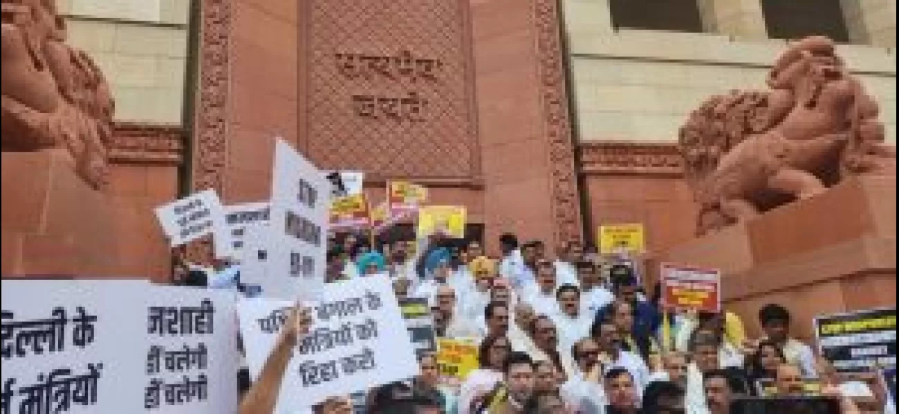 Protest against government by INDIA bloc MPs for misusing agencies to silence opposition.