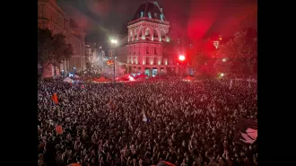 Paris sees protests as far-right party wins initial election round.
