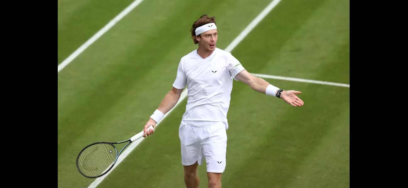 Russian tennis player Andrey Rublev loses control and hits himself with racket during Wimbledon match.