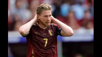 A journalist reacts to Kevin De Bruyne's insult towards him following Belgium's defeat in Euro 2024.