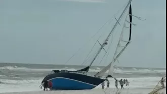 A boat called a 'ghost ship' has arrived on land after enduring a hurricane.