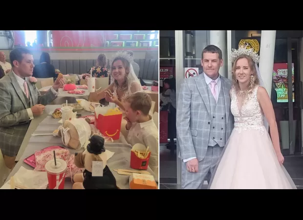 A couple got married at their dream venue, Cobham Services on the M25.