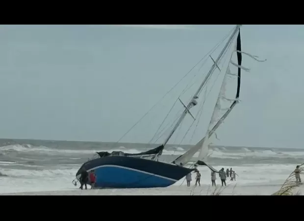 A boat called a 'ghost ship' has arrived on land after enduring a hurricane.