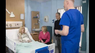 Iconic character on Coronation Street expecting a baby, causing shock for the father.