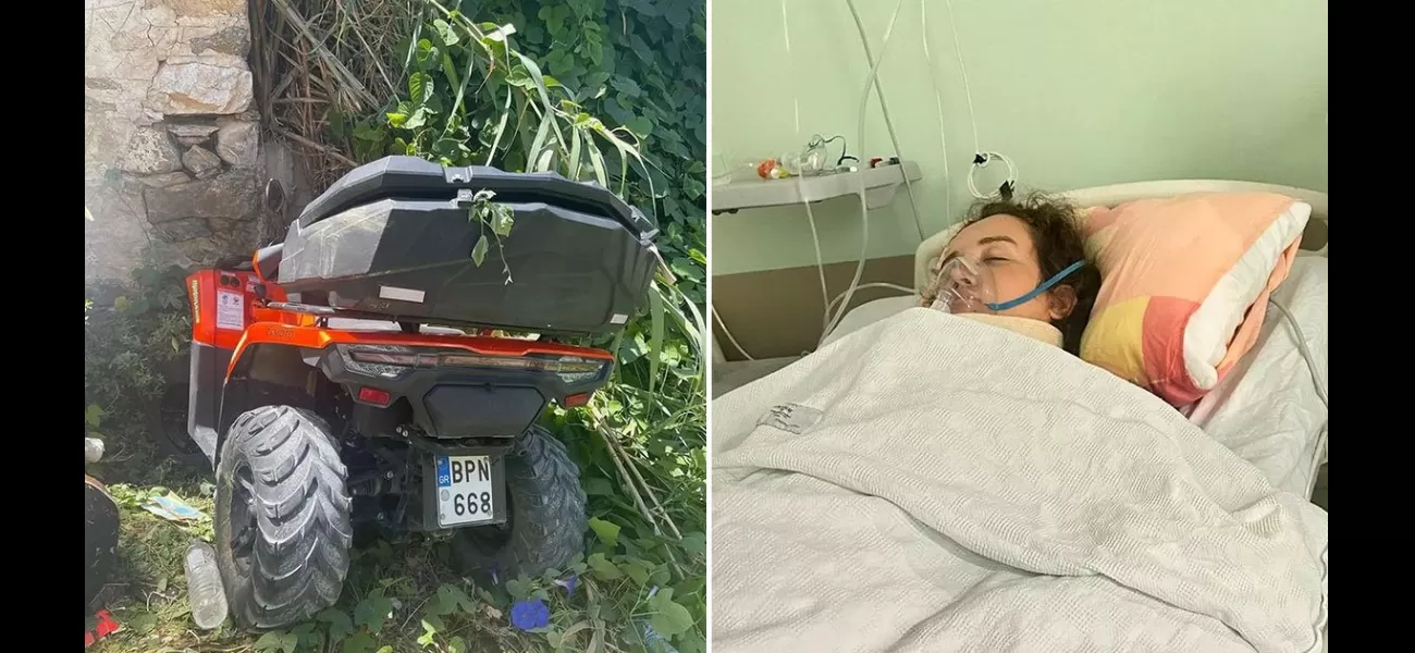 A 22-year-old British tourist feared she would be left alone to die after being ejected from a quad bike.
