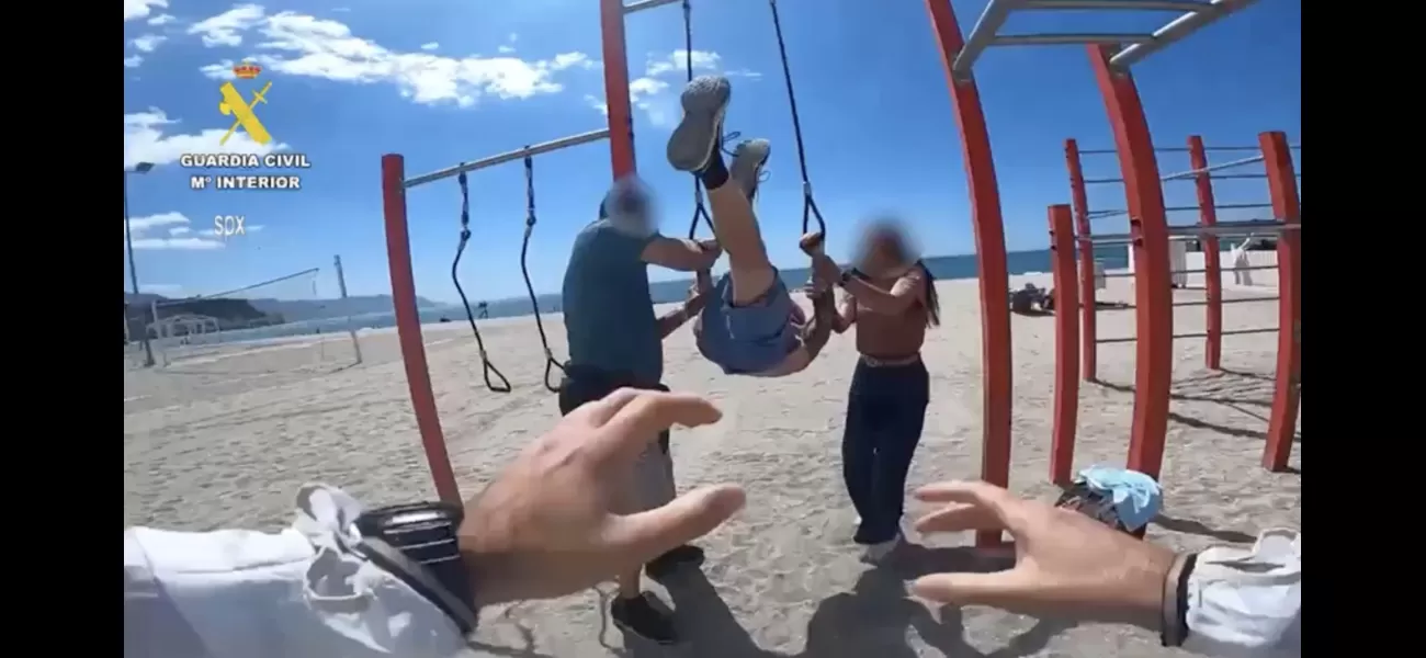 A man accused of rape was arrested while doing gymnastics on a beach in Spain.