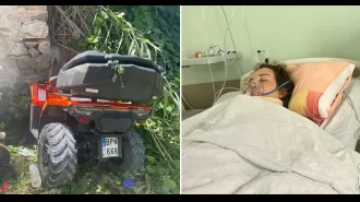 A 22-year-old British tourist feared she would be left alone to die after being ejected from a quad bike.